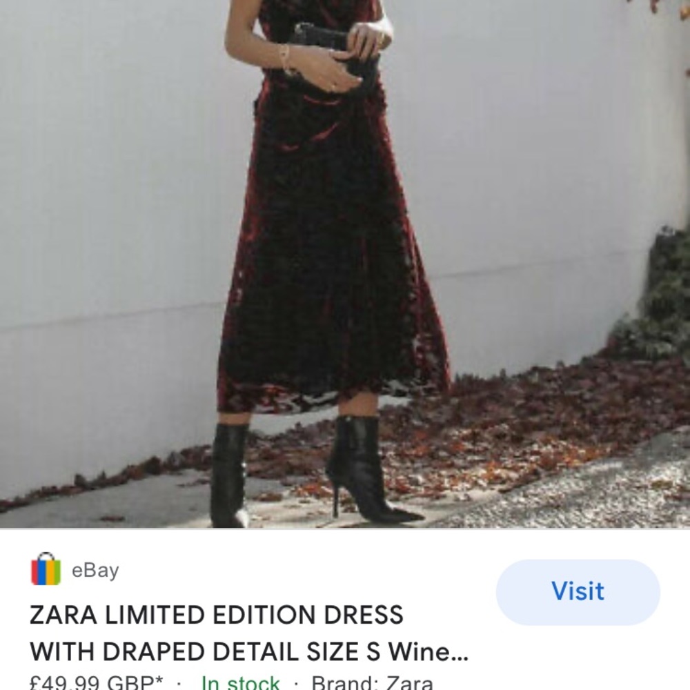 - Zara limited edition collection with draped detailed NWT wine detailed d… - Picture 10 of 10